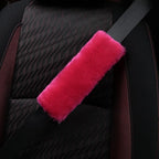 Soft & Cozy Australian Sheepskin Car Seat Belt Covers,2 Pack Fluffy Seatbelt Pads, Genunie Sheepskin Fur Shoulder Straps Cushions for Adults Kids Women and Men (Korea Red)