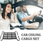 UPKOCH Car Roof Storage Bag with Double Zipper, 70x50cm Black Strap Car Ceiling Net Organizer Pouch for SUV and Truck Cargo, Sturdy Interior Auto Storage Solution for Travel and Camping