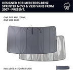 VanEssential Insulated Reflective Blackout Window Cover Designed for Mercedes-Benz NCV3 & VS30 (Van Years 2007 to Current), Front Windshield, Charcoal Gray Reflective