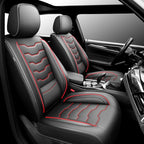 Fit Rogue Car Seat Covers Premium Leather for Nissan Rogue 2014-2025 2026. Waterproof， Breathable, Scratch-Resistant & All-Weather Seat Cushion Protector （Front Seat,Red Line Black