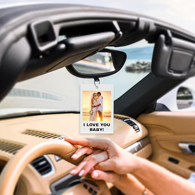 HJX Custom Air Fresheners with Picture, Double-Sided Air Freshener for Car Customized Photo Text, Personalized Meaningful Gifts for Boyfriend (Black Style)