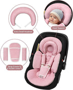 Infant Car Seat Insert with Extra Cushion for Preemie to Toddler, Reversible Newborn Carseat Insert for Baby Head Body Support, Fits for Stroller, Baby Swing, Bouncer (Pink)