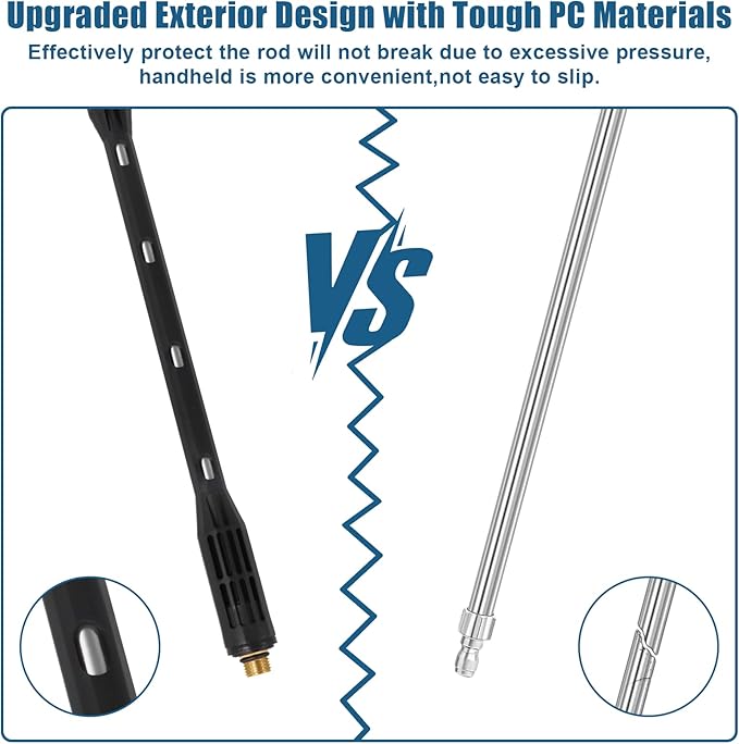 Upgraded Pressure Washer Extension Wand,Up to 115in,4000 PSI Gutter Cleaner Attachment with 6 Tips,1/4"Quick Connect, Leak-Resistant Ring