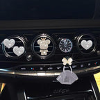 Heart & Bear 4 Pcs Bling Heart Air Vent Clips, Diamond Car Diffuser, Car Interior Decor + Cute Butterfly Mask Hook