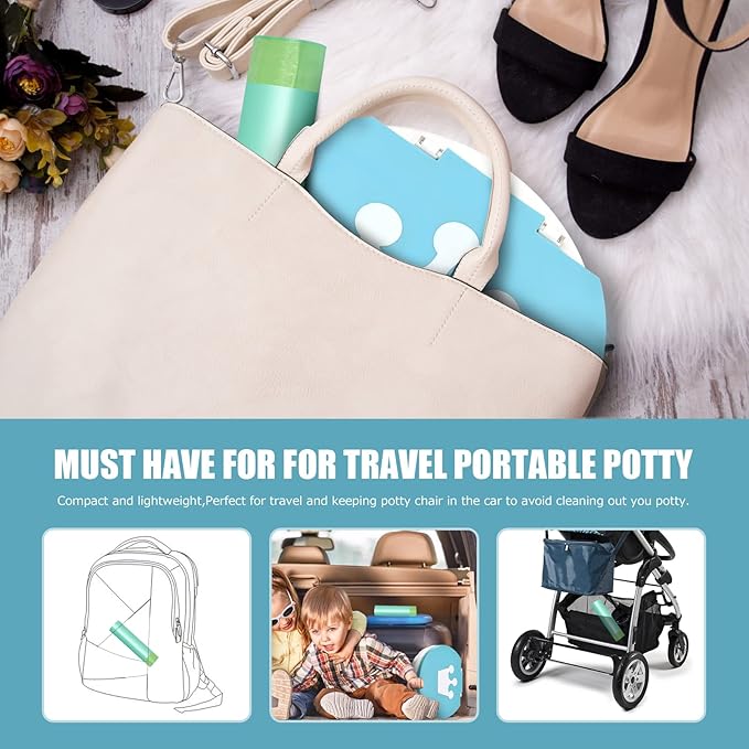 VISATOR Portable Travel Potty Chair Liners Bags Universal with Drawstring, 90 PCS (18 * 20INCH) (Green)
