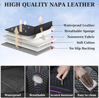 Coverado Leather Seat Covers, Car Seat Covers Full Set, Nappa Leather Seat Covers for Cars, Car Seat Protectors Waterproof, 5 Seats Black&Purple Automotive Seat Covers Fit for Most Cars Trucks