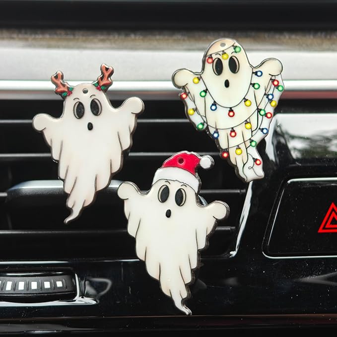 Halloween Ghost Car Diffuser Vent Clip - Cute Interior Decor for Women (3 Pcs)