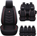 Car Seat Cover for Ford Explorer 2000-2025, Waterproof Durable Compatible Airbag, Premium Leather Seat Protector(5 Seats Standard,Black Red)