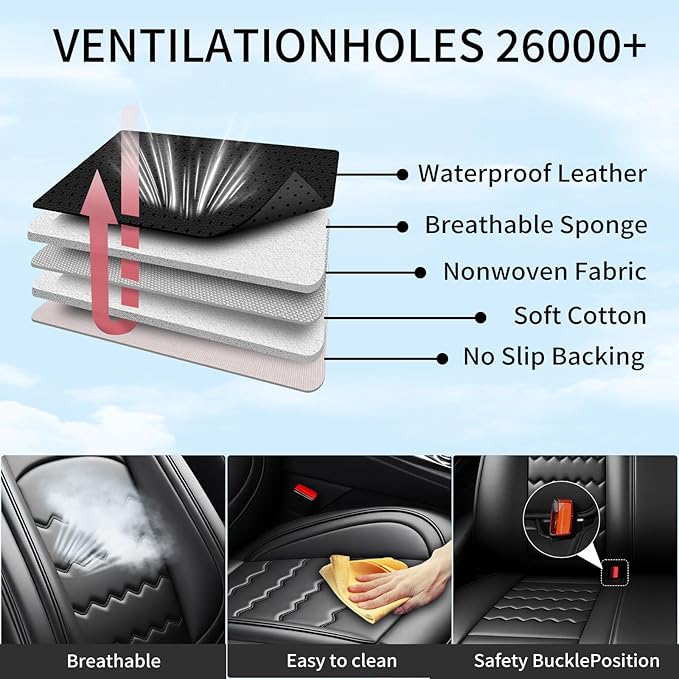 CX-3 Car Seat Covers Custom Fit for Mazda CX-3 2016-2021, Full Coverage Premium Leather Waterproof Breathable Seat Covers, Automotive Seat Protectors, Airbag Compatible(2 Front Seats, Black)