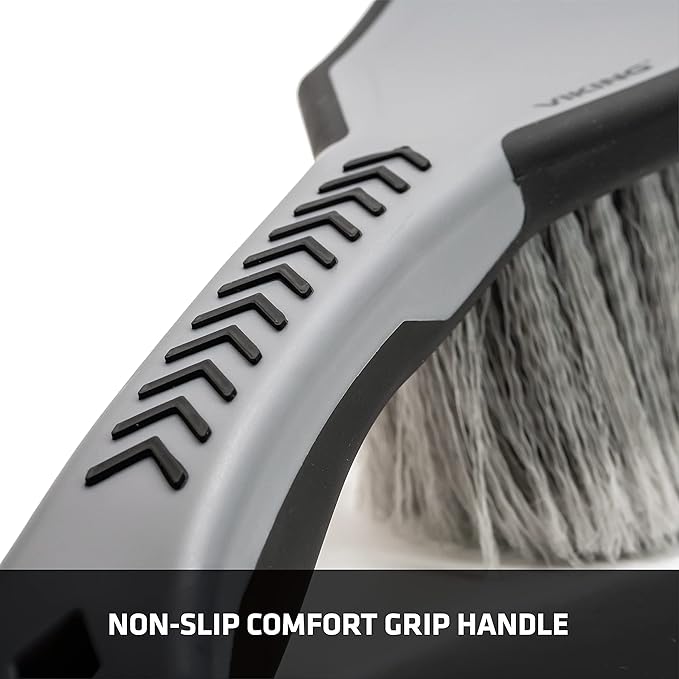 VIKING Car Wash Brush, Wheel and Fender Brush, Short Handle Tire Cleaner for Car Detailing, 10.3 Inch, Grey/Black