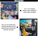 Car Window Shade for Baby, Blackout Car Window Curtain with Storage Pockets & 7 Suction Cups, Cartoon Pattern Cars Side Window Sun Shade Cover for Sun/Heat/UV Rays Protection (Blue-Cute Dogs)