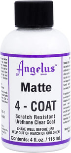Angelus Matte 4-Coat Scratch-Resistant Leather Sealer – Durable, Flexible, Clear Coat Protection for Leather Shoes, Bags, Jackets & More - Matte Finish - 4 Fl Oz