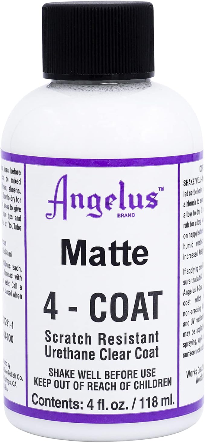 Angelus Matte 4-Coat Scratch-Resistant Leather Sealer – Durable, Flexible, Clear Coat Protection for Leather Shoes, Bags, Jackets & More - Matte Finish - 4 Fl Oz
