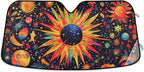 Astrology Sun Planet Stars Windshield Sunshade Car Sun Shade Front Window Shade for Truck SUV Blocks UV Rays Sun Reflector Visor Protector Accordion Folding