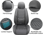 Full Coverage Leather Car Seat Covers Full Set,Waterproof Seat Covers for Cars,SUVs Trucks, Car Seat Cushion,Car Seat Protector with 5 Seats (Grey, Full Set(Front and Rear-5 Seats))