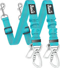 SlowTon Dog Seatbelt, 2 Pack Dog Seat Belt Car Leash Adjustable Elastic Bungee Buffer Heavy Duty Nylon Reflective Pet Safety Tether Connect to Dog Harness for Travel Riding in Vehicle (Daul Clip, TB)