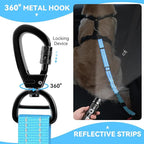 Pawaboo 2Pack 3-in-1 Dog Seatbelt for Car, Shockproof Bungee Dog Tether with 360° Lockable Buckle & Hook Latch, Adjustable Reflective Pet Safety Harness Leash for Vehicle, Black+Blue