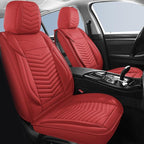 Nappa Leather Car Seat Covers Full Set, Red Car seat Protector 5 Seats, Waterproof Car Seat Cushion, Universal Automotive Seat Covers Fit for SUV Truck Pick-up Sedan, Front and Rear
