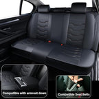 Black Car Seat Cover Full Set Kit, Universal Car Seat Cover for Car, Waterproof Leather, Protect & Upgrade Car Interior, Airbag Compatible, Easy to Install & Clean, For SUV, Pickup Truck, Sedan