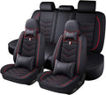 Full Set Seat Cover for Toyota Highlander 2001-2025, Waterproof Durable Premium Leather Car Seat Protector, Comfortable Anti-Slip Stylish Sport Seat Cover(5 Seats Luxury,Black Red)