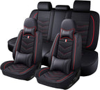 Full Set Seat Cover for Toyota Highlander 2001-2025, Waterproof Durable Premium Leather Car Seat Protector, Comfortable Anti-Slip Stylish Sport Seat Cover(5 Seats Luxury,Black Red)