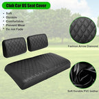 Club Car DS Pre-2000 Golf Cart Seat Cover Thick Premium Marine Leather Made with Custom Diamond Stripe Soft Comfortable/Anti-Scratch/Anti-Fading/NO Stapler Required
