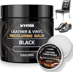 Leather Recoloring Balm with 100ml Mink Oil Conditioner | Black Repair Kit, Dye & Color Restorer for Furniture, Sofa, Car Seats, Bags | Restore Faded & Scratched Surfaces