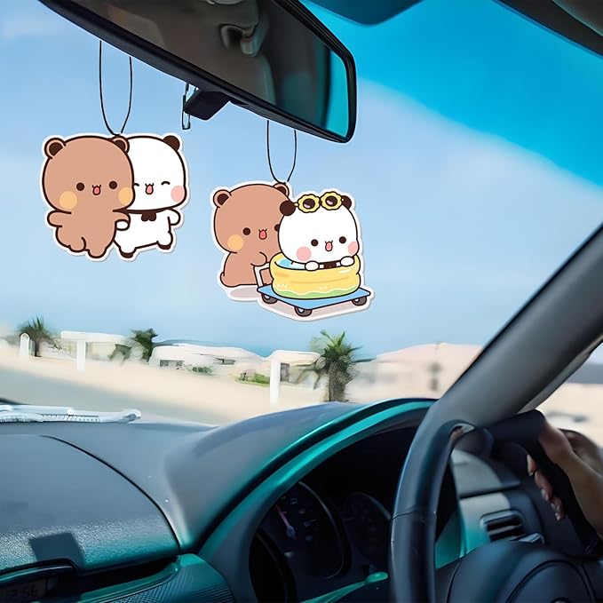 Bubu and Dudu Car Air Freshener Pads 6 PCS,Cute Car Accessories Mirror Decor Gifts for Bubu and Dudu Fans,Multi-Scent Air Freshener Pads for Closet,Bathroom,Bedroom & Office
