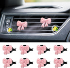 8 PCS Coquette Pink Bow Car Air Freshener Vent Clip, Cute Aesthetic Cars Scent Air Fresheners Vent Clips Decorations, Automotive Interior Accessories for Women Girl