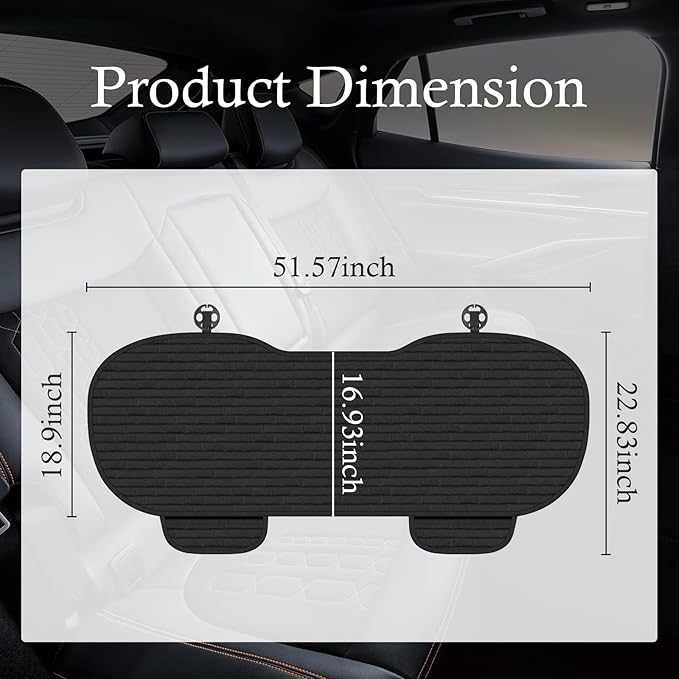 Car Back Seat Cover,Non-Slip & Breathable Bench Seat Cover with Side Pockets for Car Storage & Protecting Interiors,Universal All-Season Seats Back Protector for Most Cars,SUVs (Rear Seat Cover)