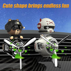 2Pcs Car Air Fresheners, Cute Bear Pilot Automotive Air Outlet Creative Car Perfume Diffuser, Automotive Accessories Air Vent Decoration with 8 Fragrant Tablets (Black 1+White 1)