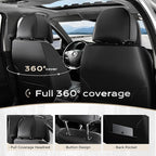Coverado Seat Covers Full Set, 5 Seats Seat Covers for Cars, Waterproof Nappa Leather Car Seat Covers with Head Pillow, Seat Protectors Car Seat Cushion Universal Fit for Most Cars (Black&Gray)