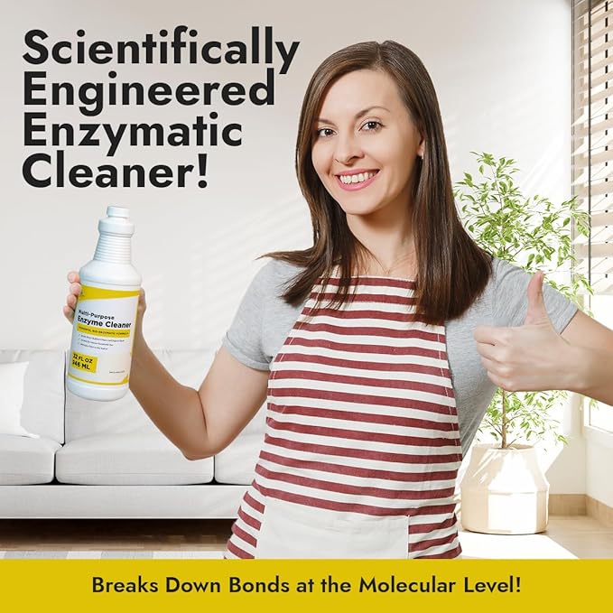 NORTHWEST ENTERPRISES Multi-Purpose Enzyme Cleaner - Household and Commercial Pets Cat Dog Urine and Poop - Enzymatic Cleaner, Fresh Lemon Scent (32 ounces)