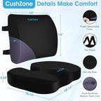 Seat Cushion, Lumbar Support Pillow with Adjustable Strap-Chair Cushions for Sciatica Pain Relief-with Washable Cover for Car, Travel and Wheelchair, Black, X-Large