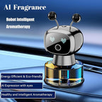 Robot Intelligent Aromatherapy Machine, Smart Cute Robot Car Air Freshener - Fine Spray/Fillable/Four-Gear Adjustment/Vibration Sensing/On-Off/Large Capacity Long-Lasting Fragrance/Gray-V2(Osmanthus)