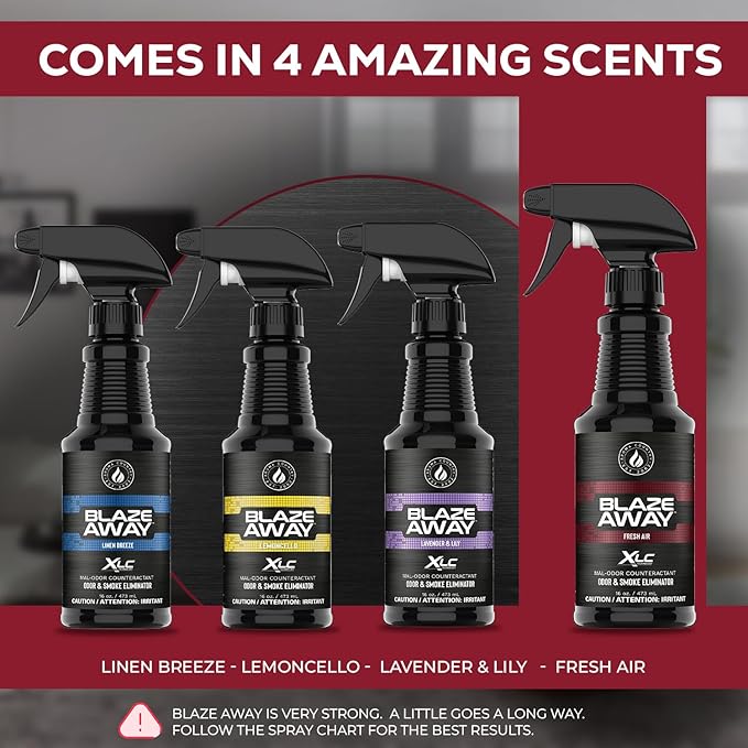 Blaze Away Commercial Air Freshener & Odor Eliminator for Strong Odor - Industrial-Grade Room Spray & Room Deodorizer for Home, Car, Smoke & Pet Odors - Long-Lasting Odor Absorber, Room Fresheners