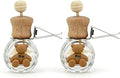 2 Pack Car Air Freshener Diffuser, Refillable Empty Glass Bottles with Vent Clip & Wooden Caps, Drift Car Air Freshener for Essential Oils, Long Lasting Air Fresheners for Car-A5