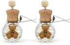 2 Pack Car Air Freshener Diffuser, Refillable Empty Glass Bottles with Vent Clip & Wooden Caps, Drift Car Air Freshener for Essential Oils, Long Lasting Air Fresheners for Car-A5