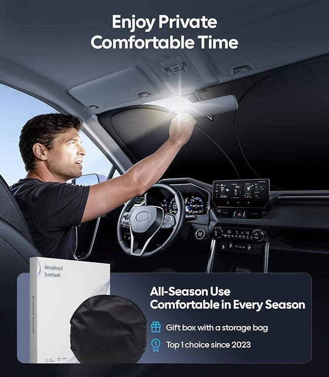 Wigoo Windshield Sunshade for Nissan Rogue 2021-2026 [100% Sun Block, 4th-Gen Cooling Tech] Foldable Heat Insulation Front Window Sunshade with Storage Bag, Compatible with Nissan Rogue