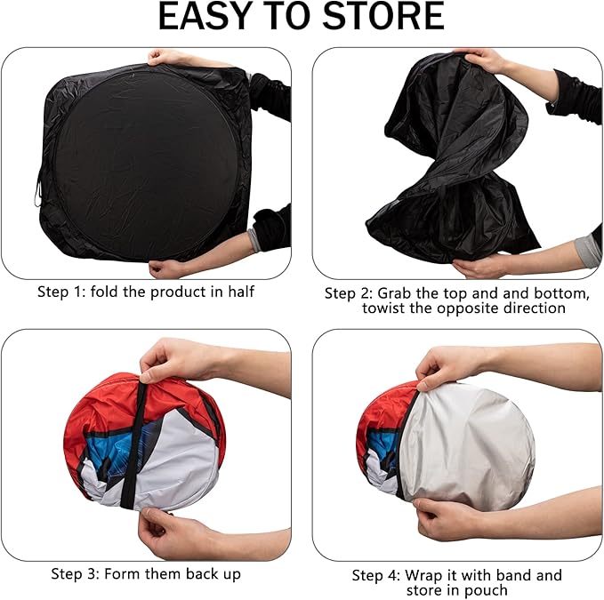 Car Windshield Sun Shade, Funny Eyes Visor for Car Windshield, Wear-Resistant Black Tape, Foldable 59‘’x27.5‘’/63''x31.5''