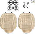 2PCS Ice Silk Car Seat Cushion, Breathable Cooling Anti-Slip Car Seat Protector Cushion with Storage Pocket, Universal Comfort Front Drivers Seat Cover Pad for Cars SUV Truck Interior (Beige)
