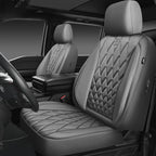 CAR PASS Piping Luxury Leather Seat Covers Full Set,5 Seats Anti-Slip Waterproof Seat Covers Compatible with Front Armrests,Universal Fit for Sendans, Suvs,Vans,Trucks,Airbag Compatible,Pure Gray