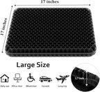 Gel Seat Cushion, Large Gel Cushion Breathable Honeycomb Chair Pads Gel Cushion with Non-Slip Cover for Home Office Chair Car Seat Wheelchair Absorbs Body Pressure Points, As Seen on TV (Black)