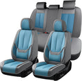 Coverado Seat Covers, Car Seat Covers Full Set, Leather Seat Covers for Cars, Car Seat Protector, Gray Car Seat Covers Front Seats and Back Seats Universal Fit for Most Cars Blue