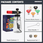 Foam Cannon for Pressure Washer with Wide Mouth, Adjustable Snow Foam Lance for Car Wash, 1/4" Quick Connect, 5 Nozzle Tips, Extra 1.1mm Orifice for Thick Foam