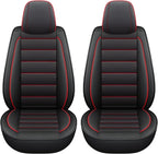 CAPITAUTO Leather Car Seat Covers, Waterproof Faux Leatherette Cushion Cover for Cars SUV Pick-up Truck Universal Fit Set for Auto Interior Accessories(2 Front Red&Black)
