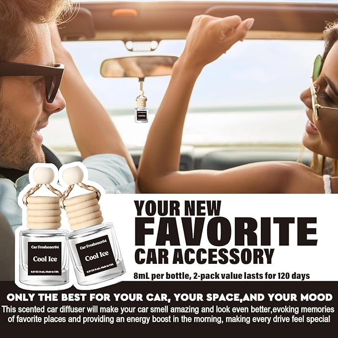 C Classy Car Air Freshener Hanging 2 Pack, Cute Essential Oil Diffuser for Cars, Long-Lasting Fragrance, Air Diffusers, Car Air Fresheners for Women & Men Gift, Made in USA