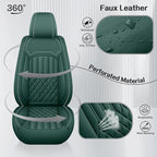 Car Seat Covers for Genesis GV70 2022-2025 2026, Full Set Nappa Leather Waterproof Breathable Anti-Slip Airbag Compatible Car Seats Protector, Car Interior Seats Cover (Green,+Pillow)