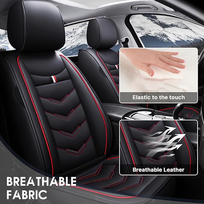 Car Seat Cover for Chevrolet Camaro 2000-2024, Durable Wear Resistant Waterproof Vehicle Cushion Covers, Breathable No Odor Premium Leather Vehicle Seat Covers.(Standard,Black Red)