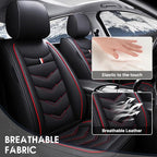 Front Seat Cover for Toyota Highlander 2001-2025, Waterproof Durable Premium Leather Car Seat Protector, Comfortable Anti-Slip Stylish Sport Seat Cover(2 Seats Standard,Black Red)